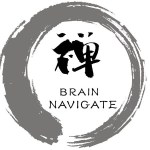 禅と「BRAIN NAVIGATE」というテキストが書かれたロゴデザイン